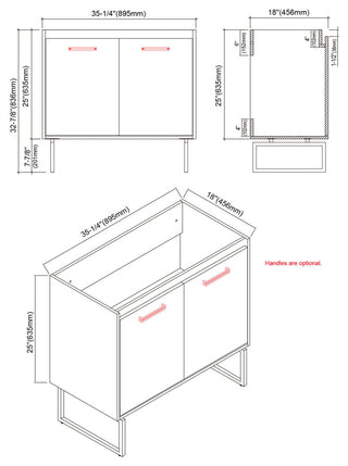Dello 36" Single Bathroom Vanity Set With Rectangle Legs, Black