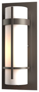 Banded Small Outdoor Sconce, Coastal Dark Smoke Finish, Opal Glass