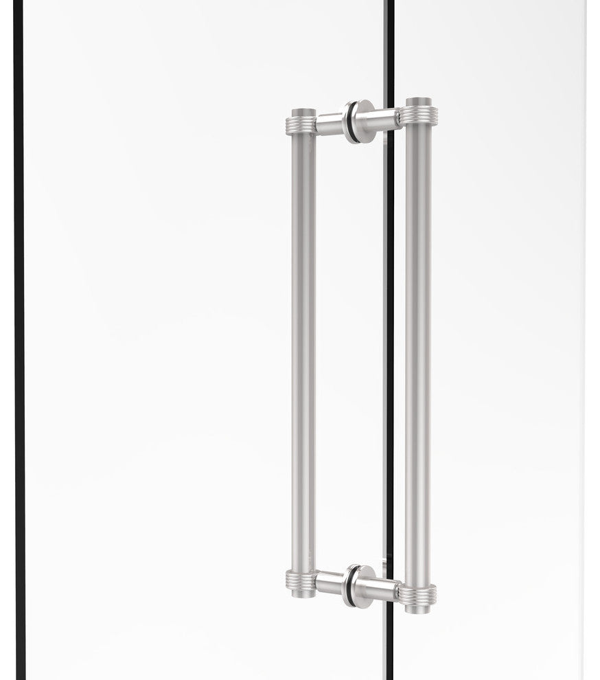 Contemporary 18" Grooved Accent Back to Back Shower Door Pull, Polished Chrome