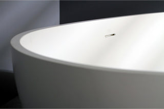 Aqua Eden 67" Solid Surface White Stone Freestanding Tub w/Drain, Matte White