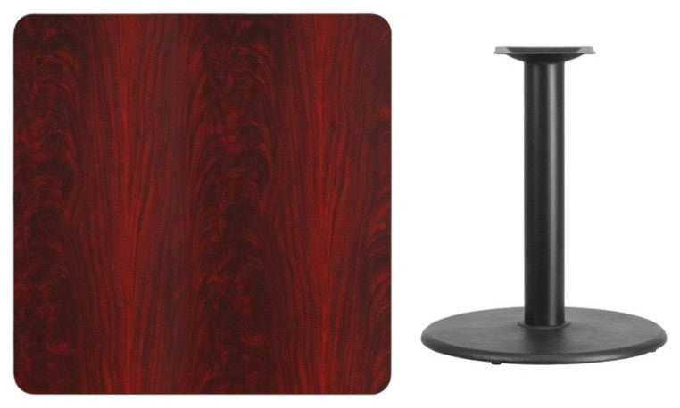 Square Mahogany Table Top XU-MAHTB-3636-TR24-GG