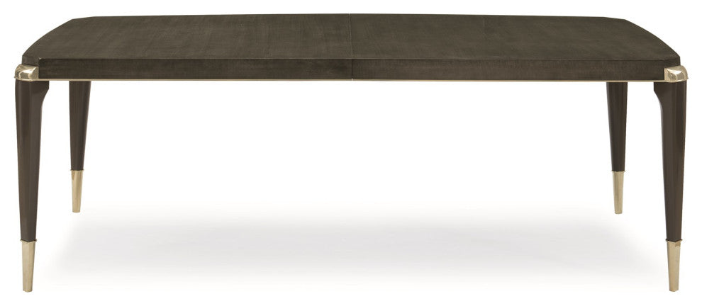 Caracole All Trimmed Out, Expandable Charcoal Dining Table With Gold Trim