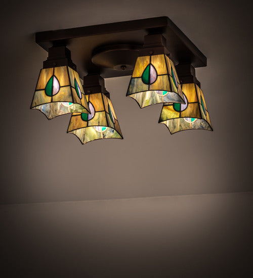 16 Square Mackintosh Leaf 4 Light Flushmount