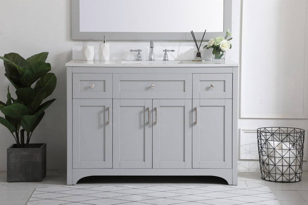 Mia 48" Single Bathroom Vanity, Gray With Backsplash