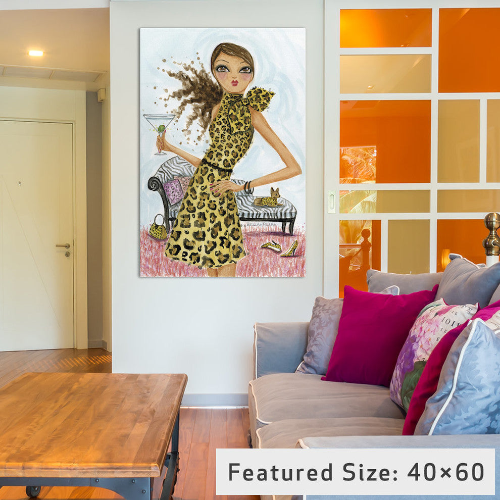 iCanvas Leopard Cocktail Gallery Wrapped Canvas Art Print by Bella Pilar