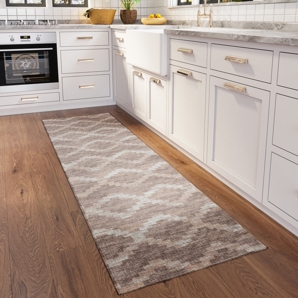 Indoor/Outdoor Sedona SN9 Taupe Machine Washable 2'3" x 10' Runner Rug