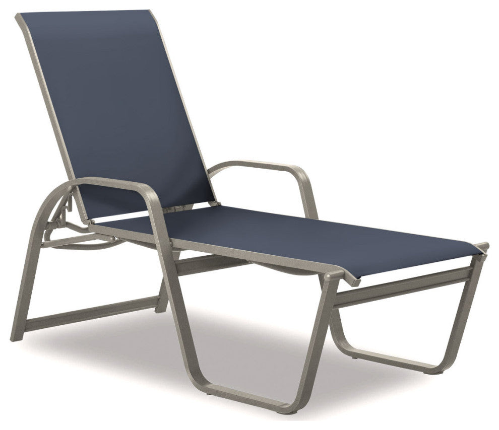 Aruba II 4-Position High Bed Chaise, Textured Warm Gray, Augustine Denim