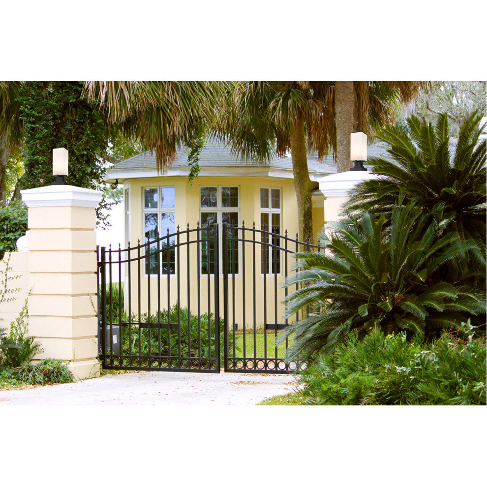 Zlite 593PHMS-SQPM-BK 2-Light Outdoor Pier Mounted Fixture, White Opal
