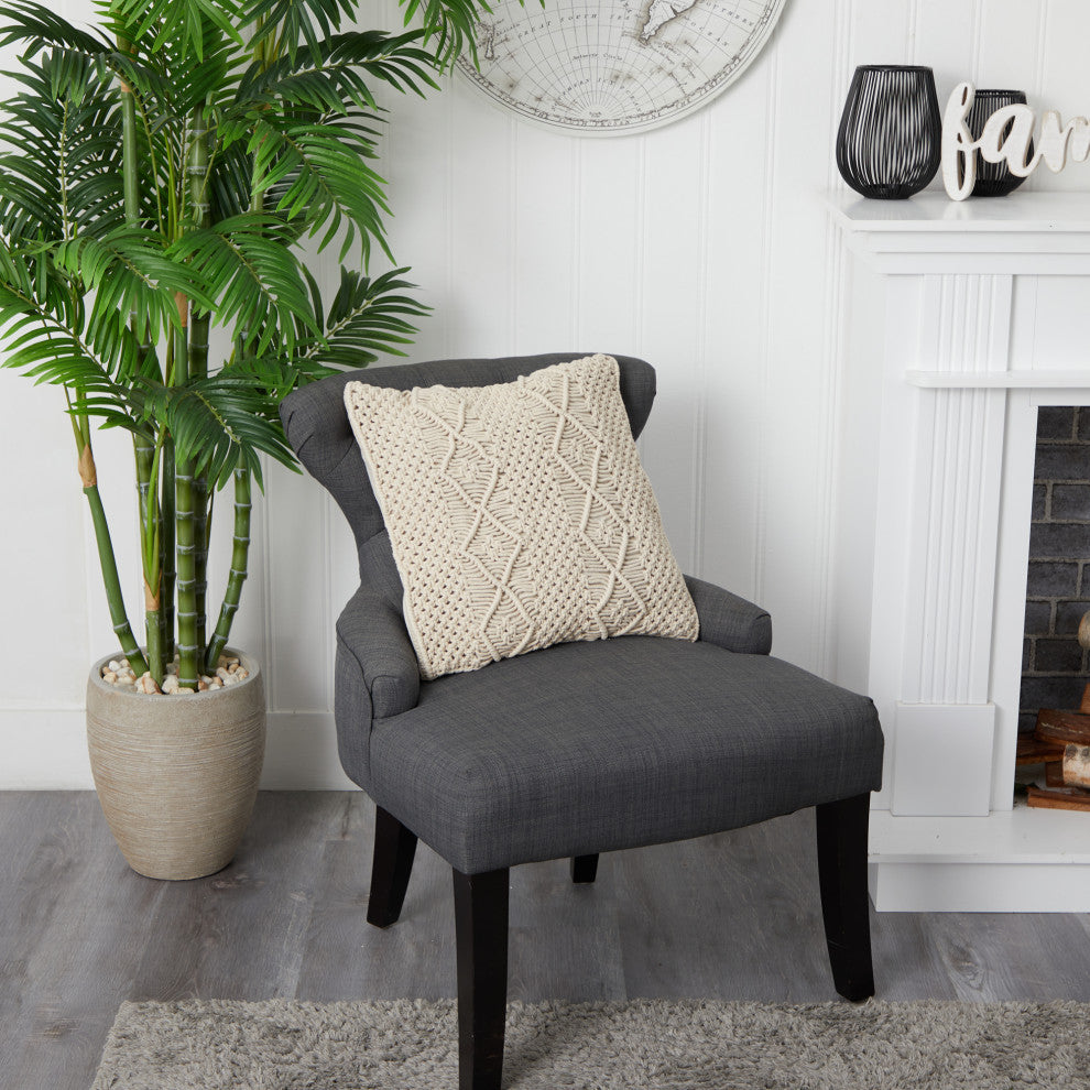 16" Boho Woven Macrame Decorative Pillow Cover