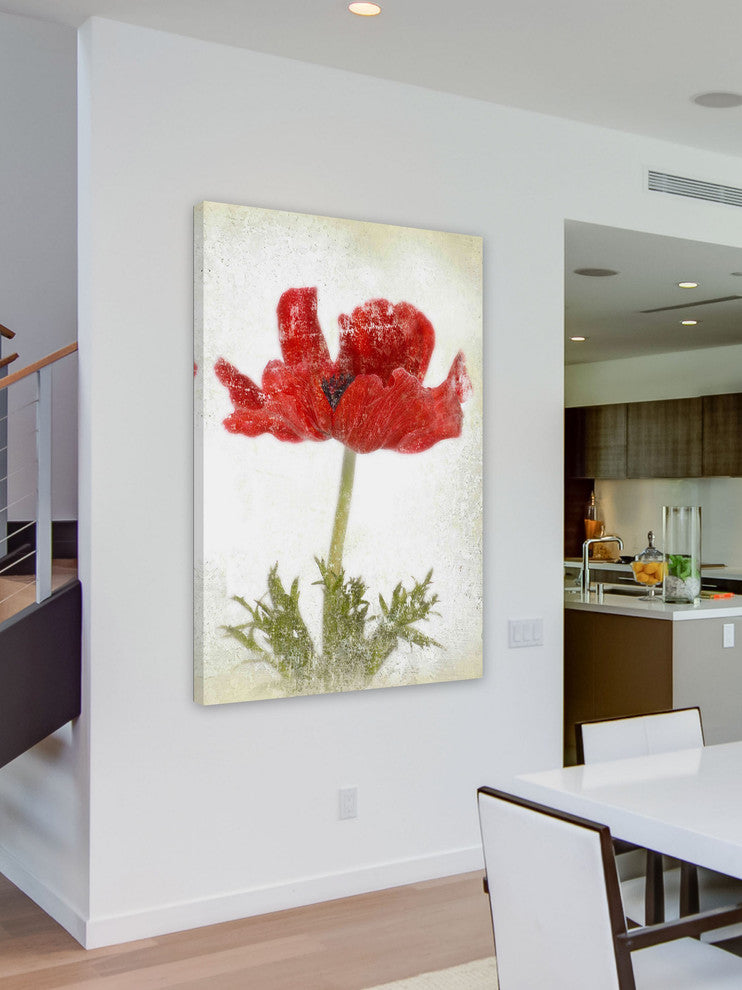 "Anemone Red" Painting Print on Canvas by Aryai