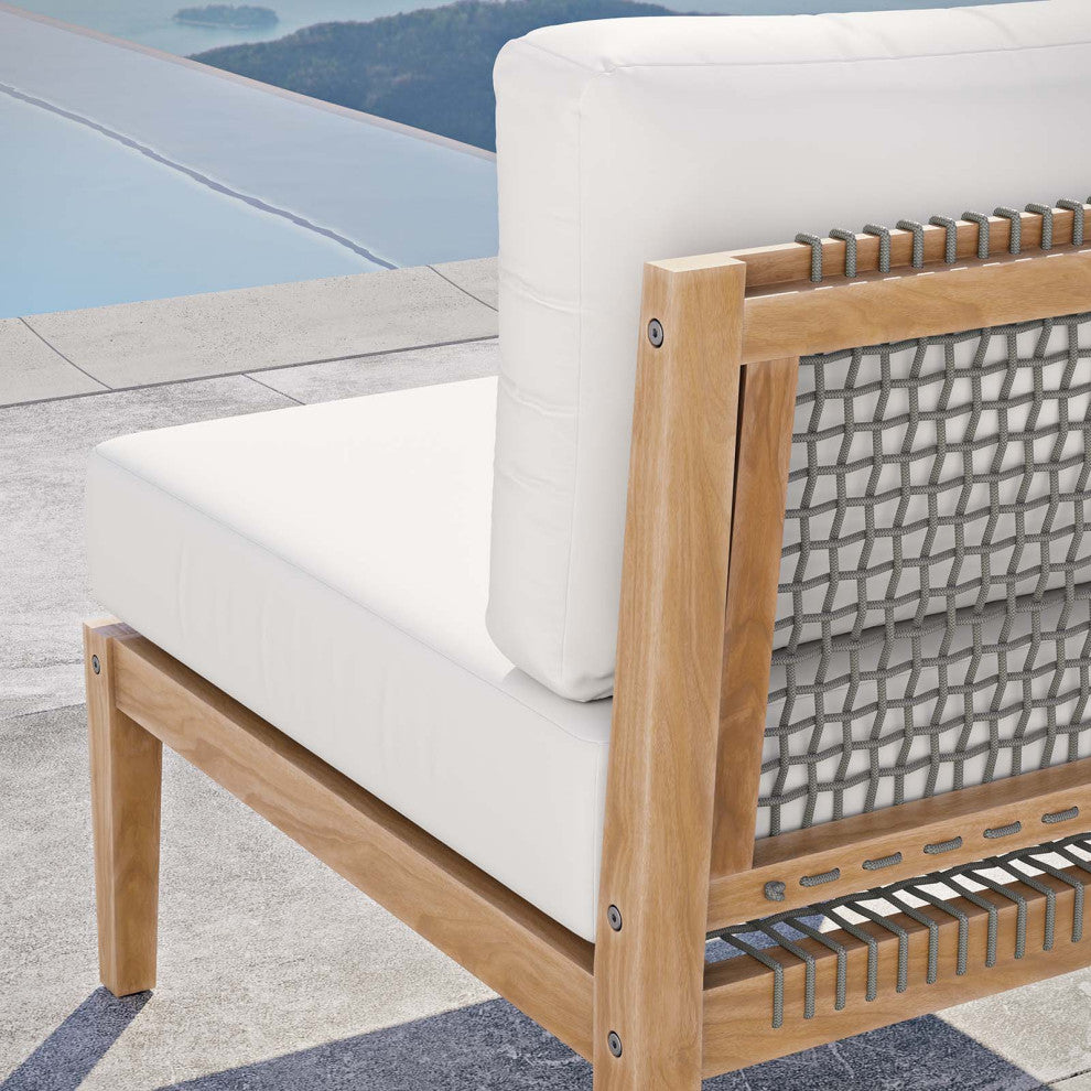 Clearwater Outdoor Patio Teak Wood Armless Chair, Gray White