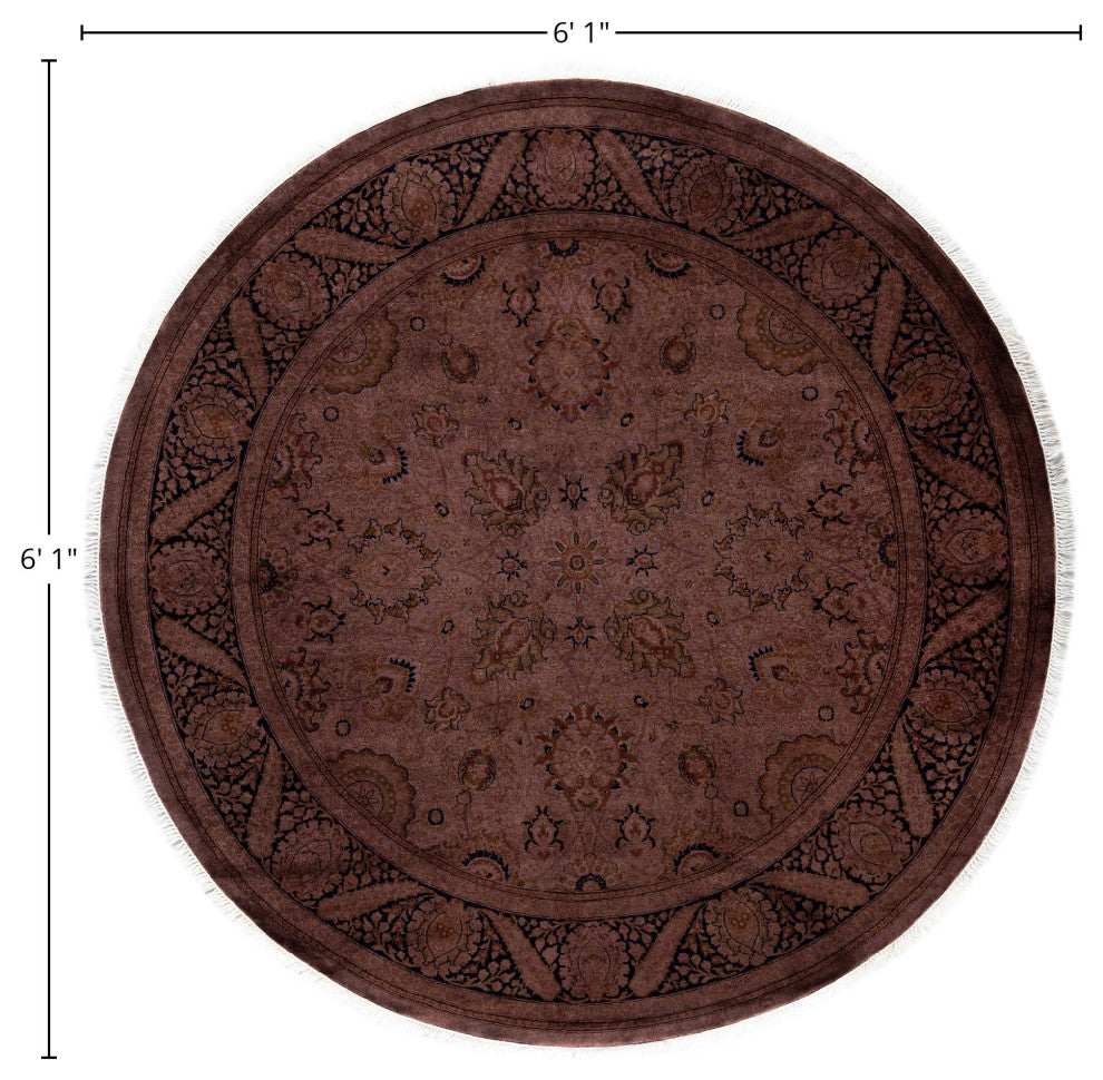 Overdyed One-of-a-Kind Hand-Knotted Area Rug Brown, 6' 1" x 6' 1"