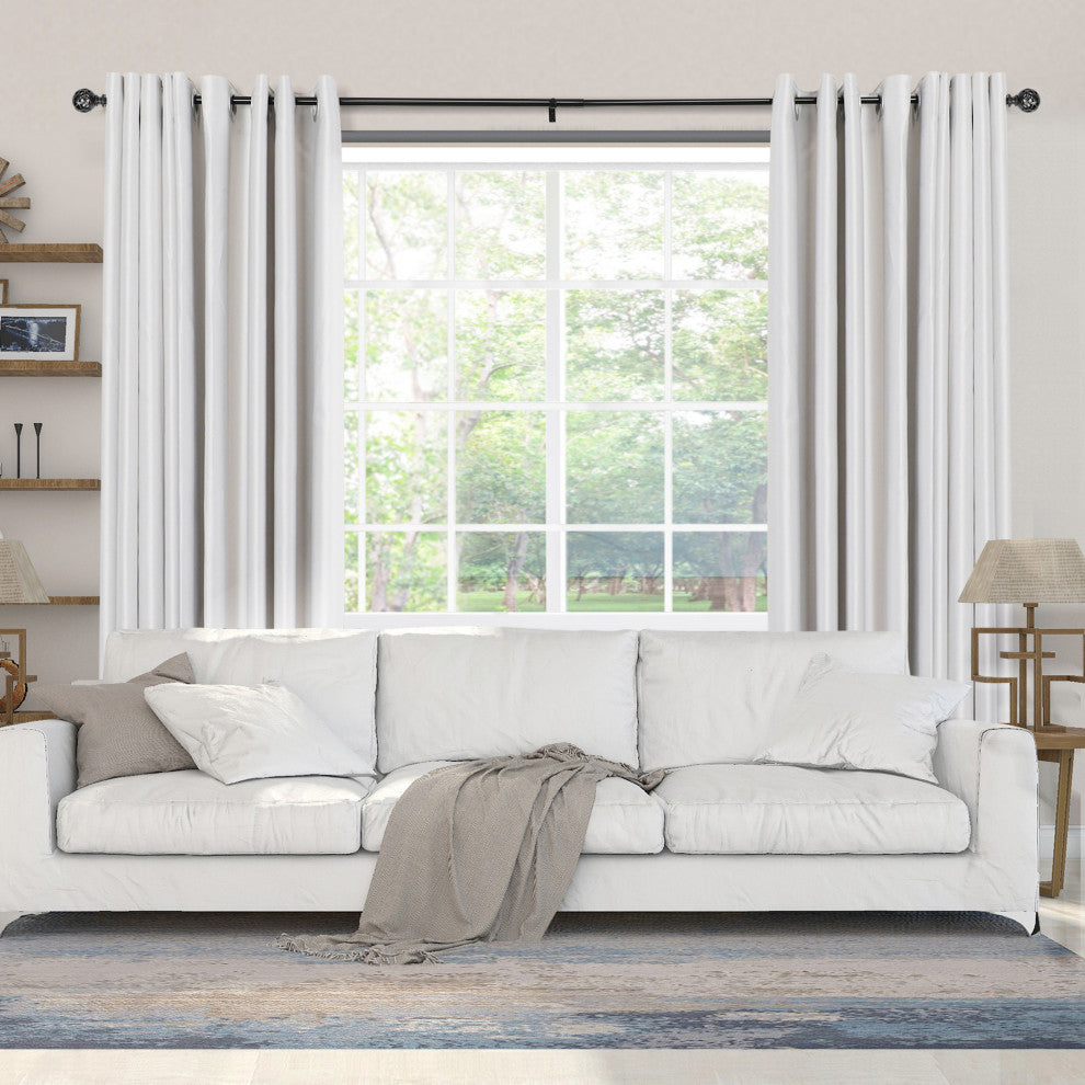 UTOPIA ALLEY 3/4" Single Adjustable Curtain rods for Windows, Black, 48"-86"