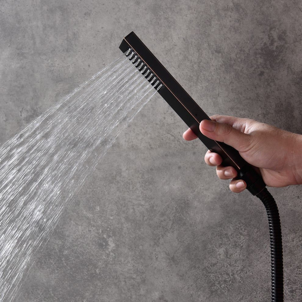 CASAINC 10" Ceiling Mount Dual Rainfall Shower Head Shower System Kit, Black