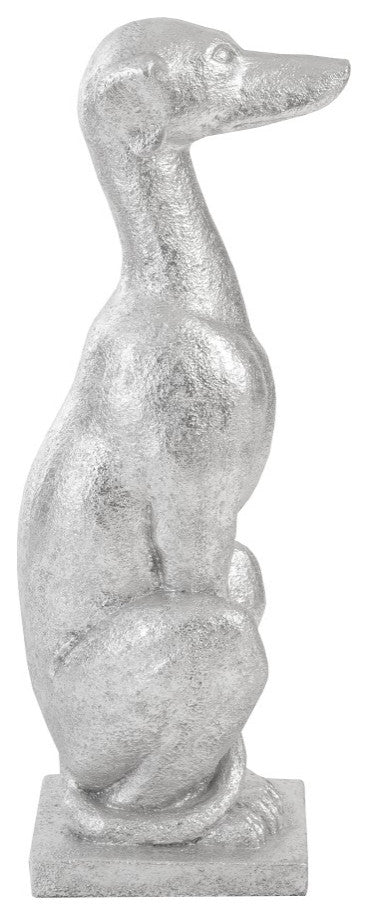 Grayhound Resin Figurine, Silver Leaf
