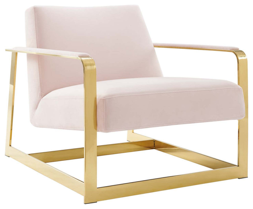Seg Performance Velvet Accent Chair Gold Pink