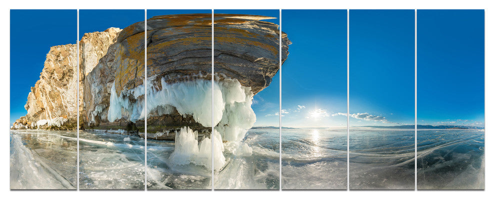 Rock on Olkhon Island in Baikal Lake, Landscape Canvas Print, 83"x32", 7 Panels