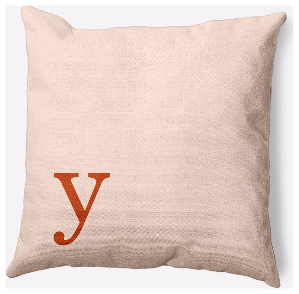 18" x 18" Modern Monogram Indoor/Outdoor Polyester Throw Pillow, Sienna