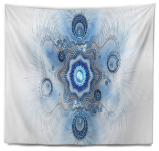 Cabalistic Blue Star Flower Abstract Wall Tapestry, 39"x32"