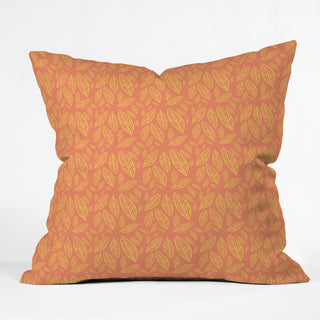 Allyson Johnson Fall Leaves Pattern Throw Pillow, 16"x16"