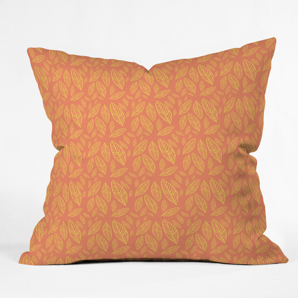 Allyson Johnson Fall Leaves Pattern Throw Pillow, 16"x16"