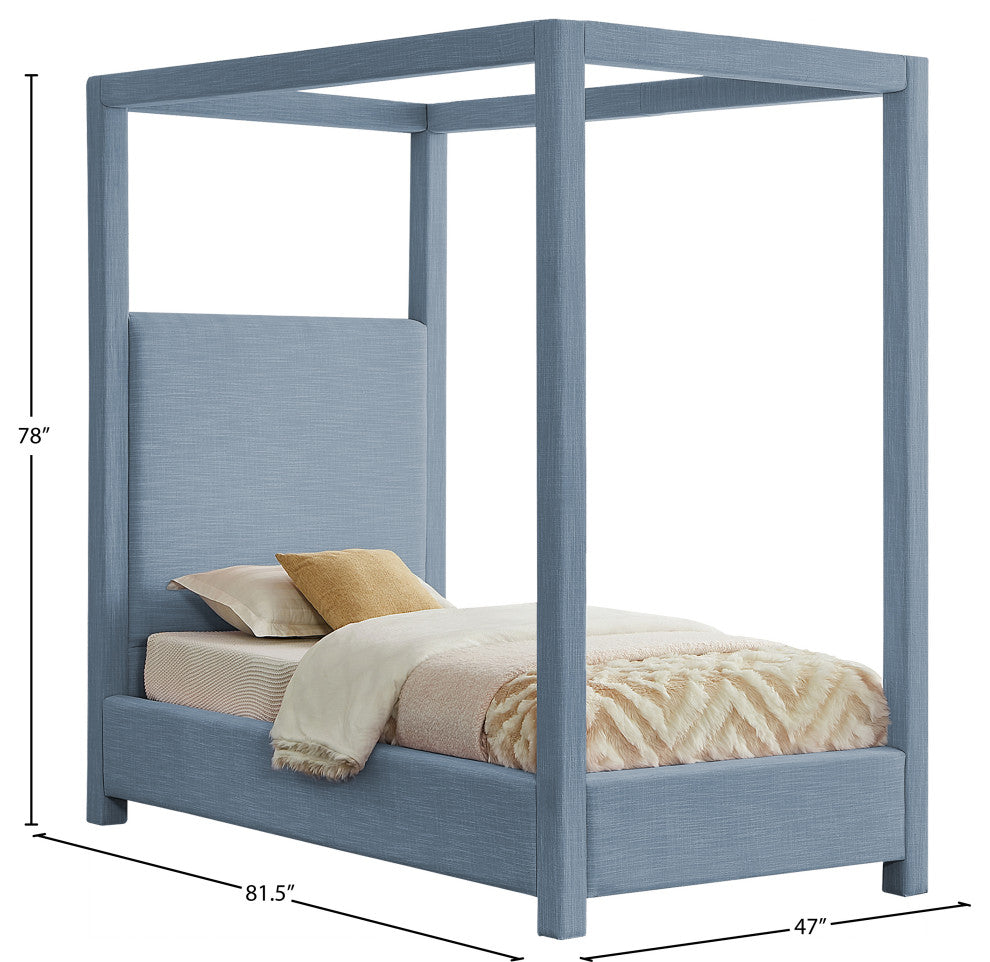 Emerson Upholstered Bed, Sky Blue, Twin, Linen Textured Fabric