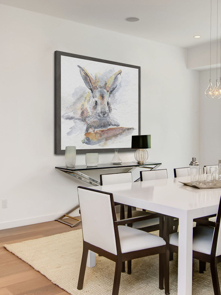 "Happy Rabbit" Framed Painting Print, 24"x24"