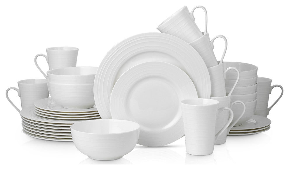Stone Lain Eleanor Bone China 32 Piece Dinnerware Set, White