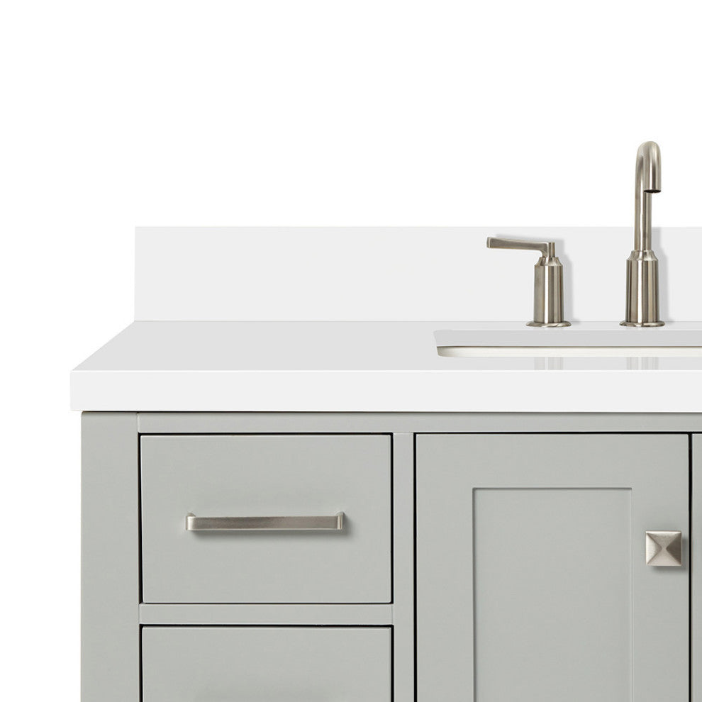 ARIEL Cambridge 43" Rectangle Sink Bathroom Vanity Grey With Quartz Top