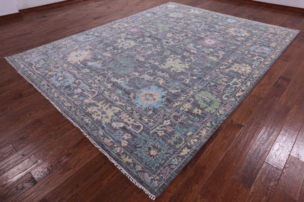 9' 3" X 12' 2" Hand-Knotted Turkish Oushak Wool Rug - Q13387