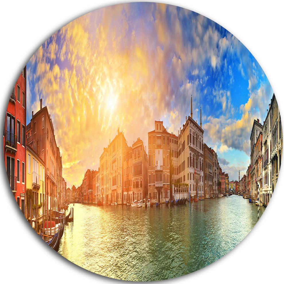 Grand Canal Venice Panorama, Cityscape Round Wall Art, 23"