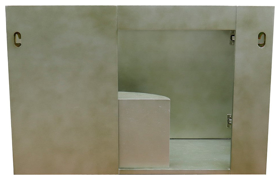 37" Single Wall Mount Vanity, Linen Brown Finish With Gray Granite Top