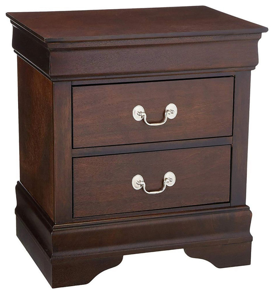 Wood Nightstand with 2 Drawers, Cappuccino