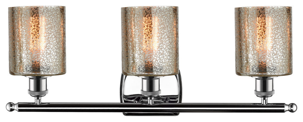 Cobbleskill 3-Light Bath Fixture, Mercury Glass, Polished Chrome