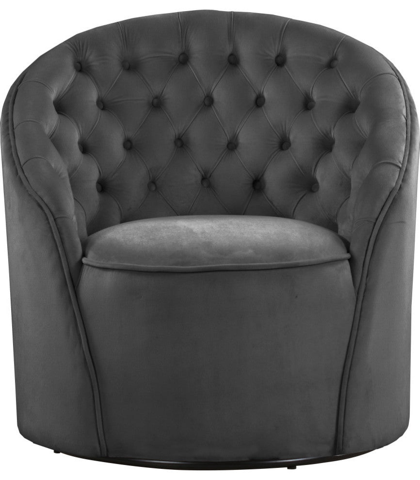 Alessio Velvet Upholstered Accent Chair, Gray