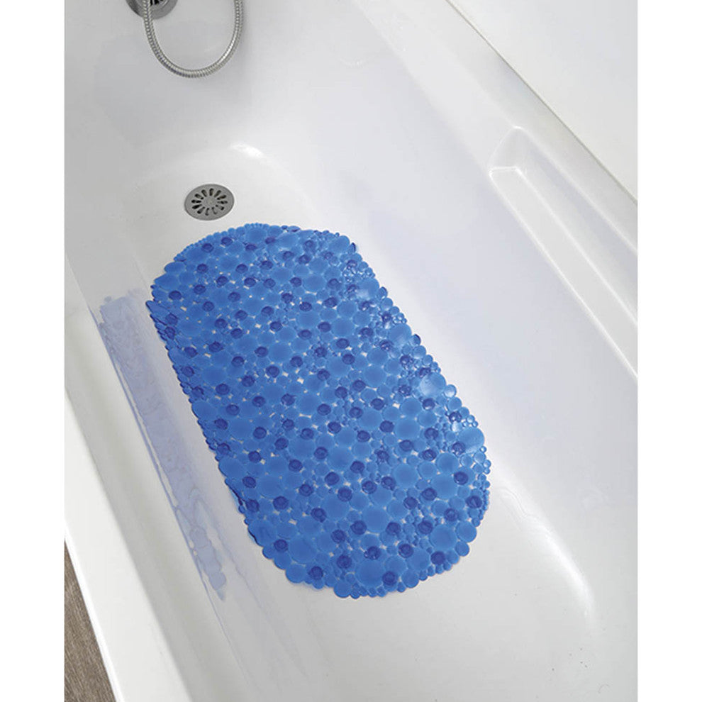 Bubbles Non-Slip Oval Bathtub Mat 28 L x 15 W, Navy Blue