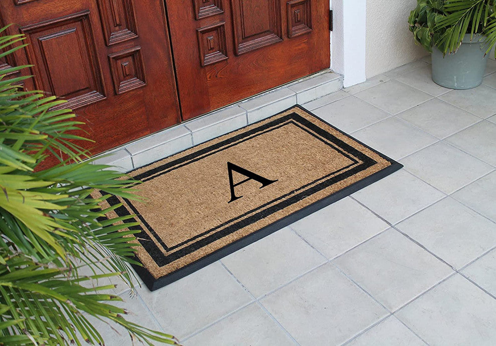 A1HC Markham Border Flocked Extra Large Monogrammed Doormat, 30"X48", A