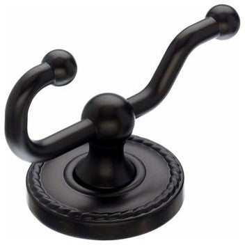 Bath Double Hook - Oil Rubbed Bronze - Rope Back Plate, TKED2ORBF
