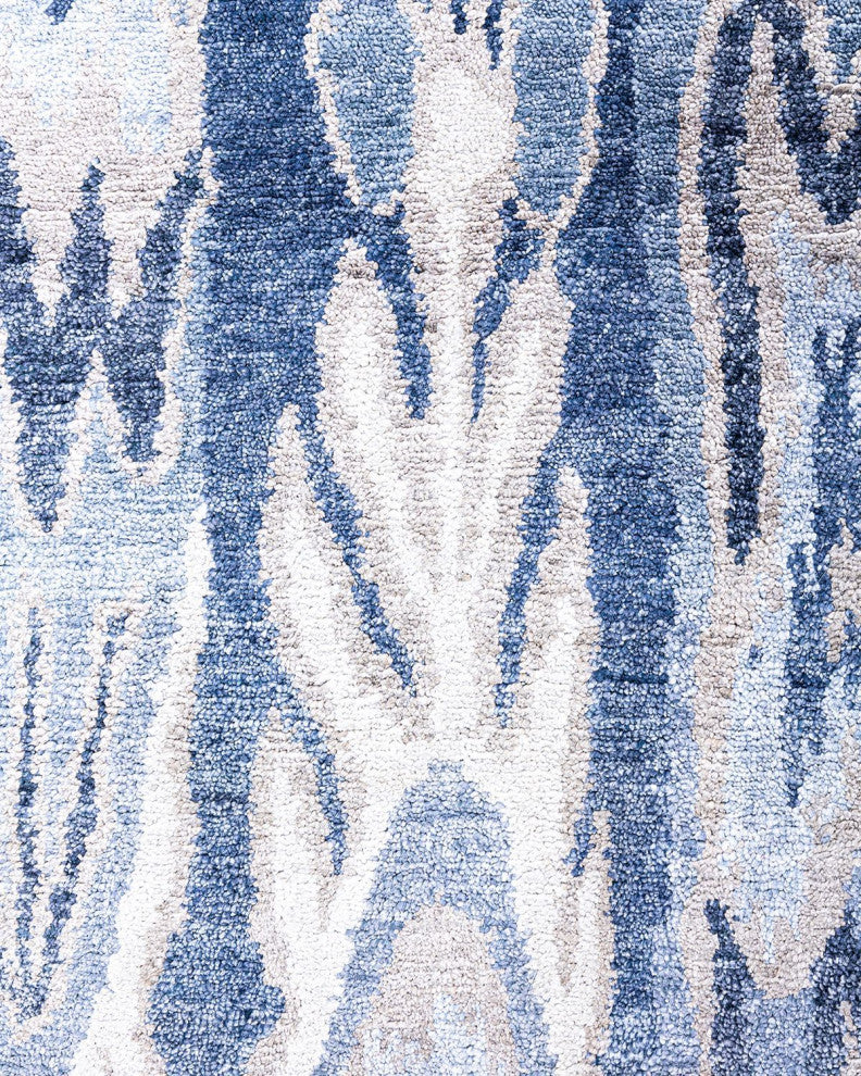 Modern, One-of-a-Kind Handmade Area Rug - Blue, 8' 1" x 10' 1"