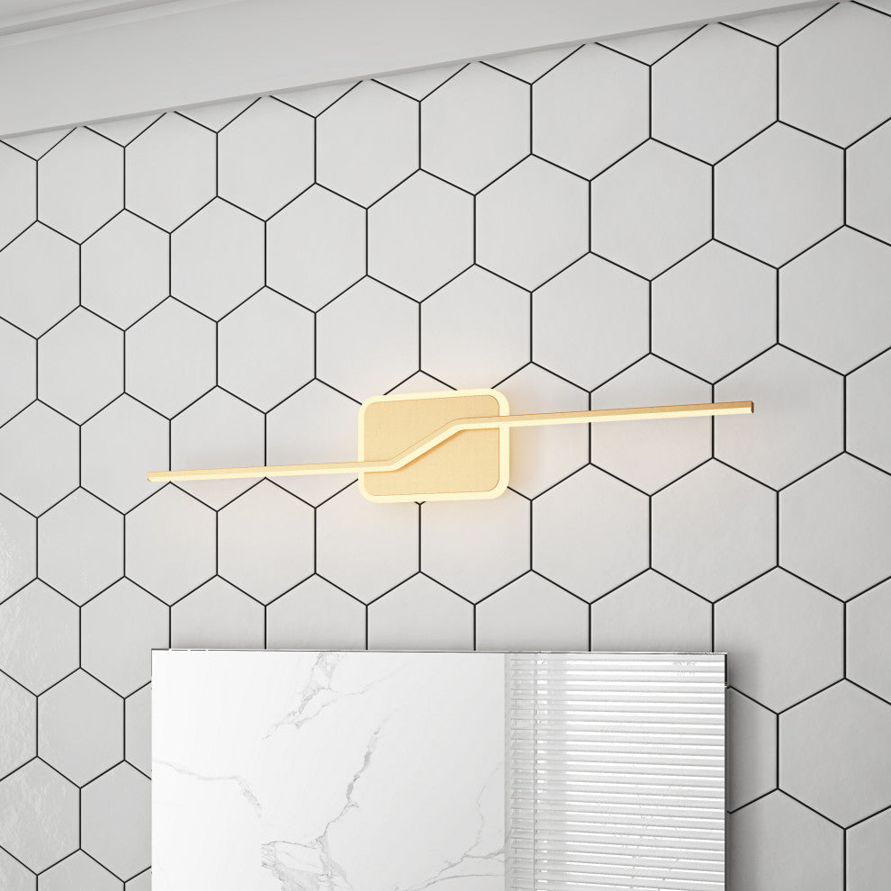 Modern LED Dimmable Vanity Light Over Mirror for Bathroom Lighting, Gold