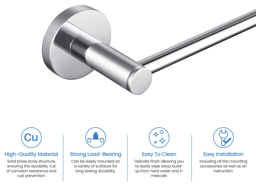 Circular 2-Piece Bathroom Hardware Set, Chrome