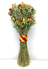 Safflower Avena Bouquet, Plaid Ribbon