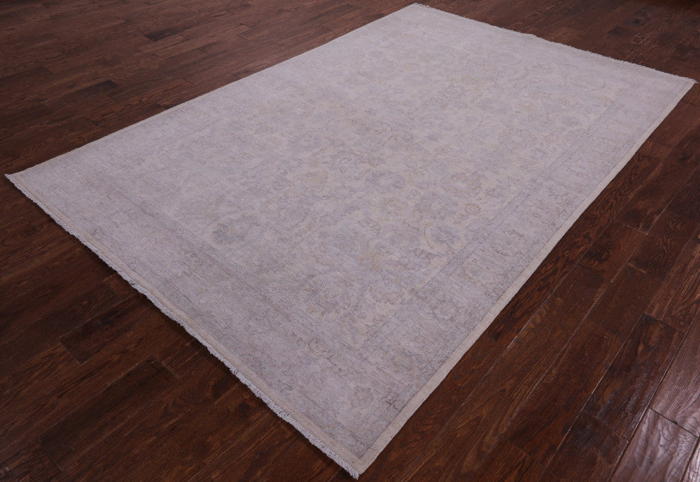 Hand-Knotted Peshawar White Wash Wool Rug 6' 0" X 9' 2" Q9529