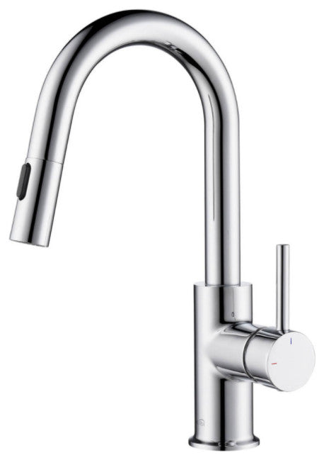 Luxe Single Handle Pull Down Kitchen & Bar Faucet, Chrome