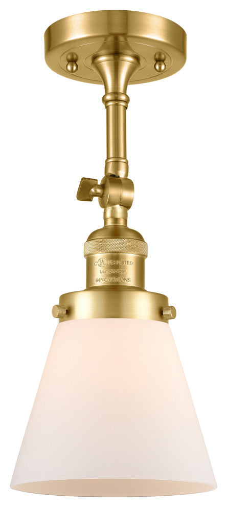 Small Cone 1 Light Sconce, Satin Gold, Matte White