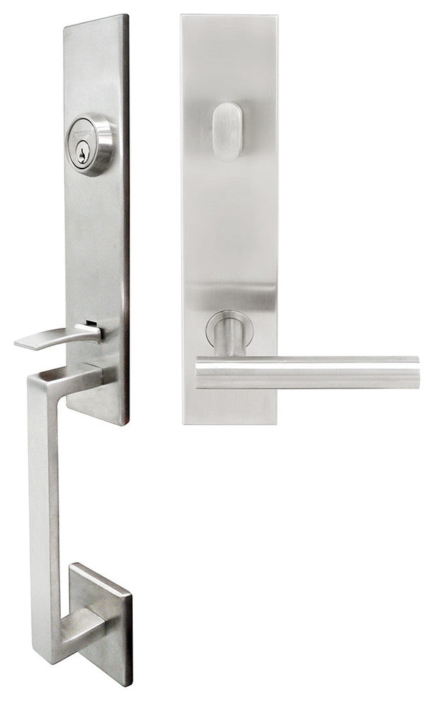 Copenhagen Lever, Tubular Entry Handleset, Left Hand, Satin Stainless Steel