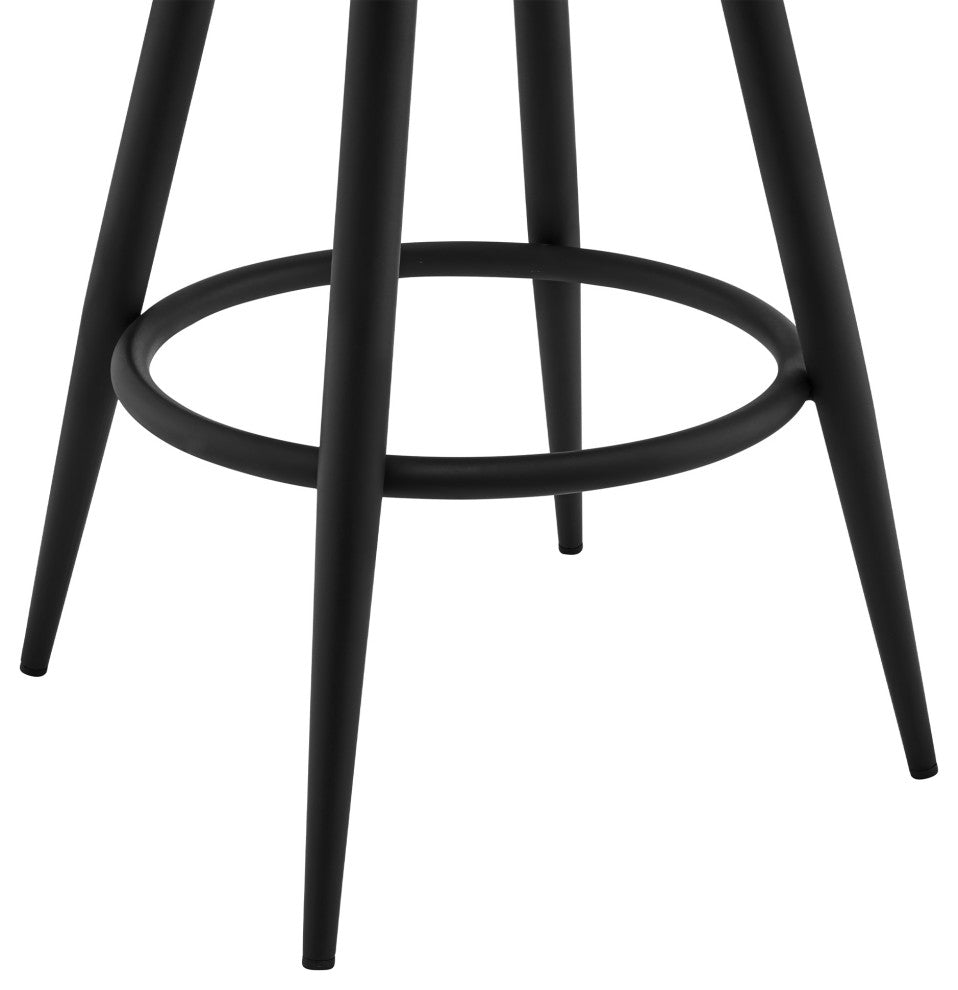 Gabriele 26" Gray Faux Leather and Black Metal Swivel Bar Stool