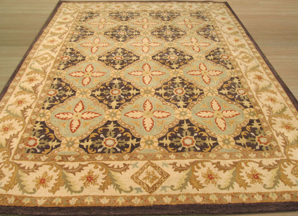 Hand-Tufted Wool Brown Traditional Oriental Khyber Rug, 8'9x11'9