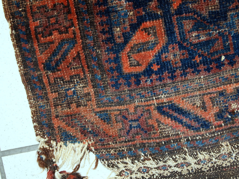 Handmade antique Afghan Baluch bagface 2.4' x 2.6' ( 74cm x 79cm) 1880s