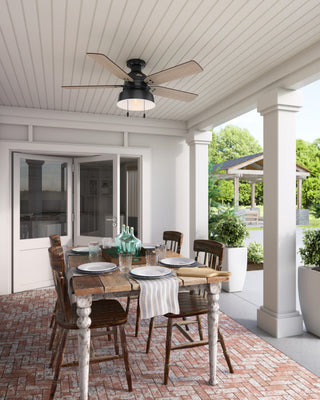 Hunter Fan Company Mill Valley Low Profile Matte Black Ceiling Fan W/ Light, 52"